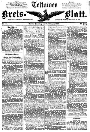 Teltower Kreisblatt vom 26.11.1891