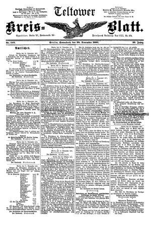 Teltower Kreisblatt on Nov 28, 1891