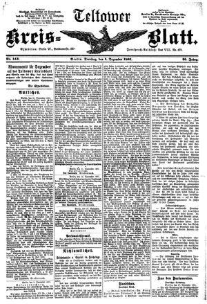 Teltower Kreisblatt vom 01.12.1891