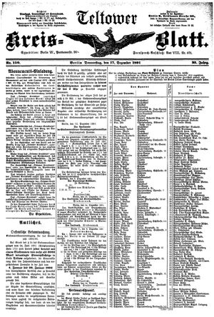 Teltower Kreisblatt vom 17.12.1891