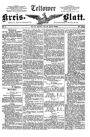 Teltower Kreisblatt vom 12.01.1892