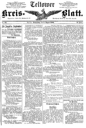 Teltower Kreisblatt vom 04.08.1892