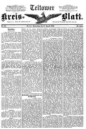 Teltower Kreisblatt vom 11.08.1892