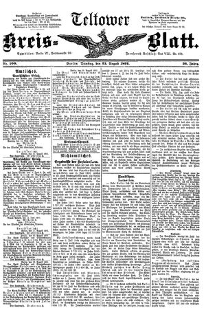 Teltower Kreisblatt vom 23.08.1892