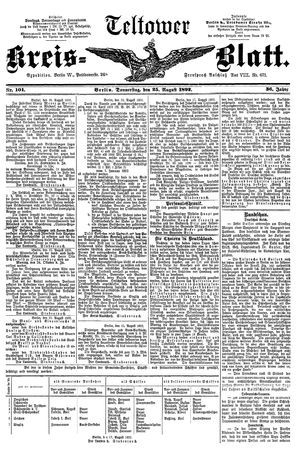 Teltower Kreisblatt vom 25.08.1892