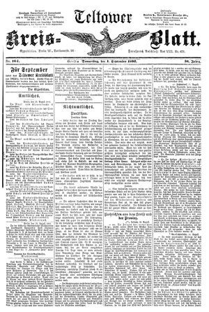 Teltower Kreisblatt vom 01.09.1892