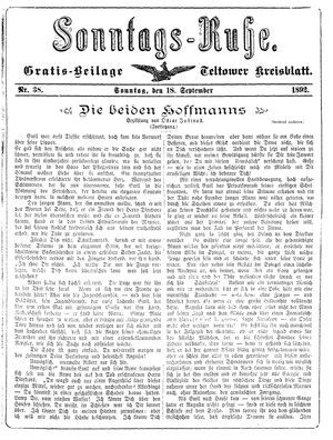 Teltower Kreisblatt on Sep 18, 1892