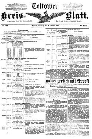 Teltower Kreisblatt vom 04.10.1892