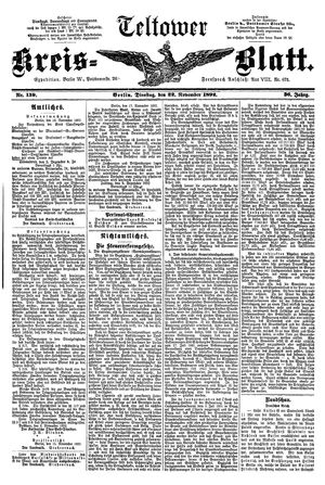 Teltower Kreisblatt vom 22.11.1892