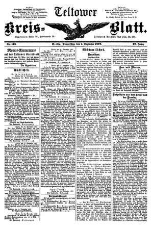 Teltower Kreisblatt vom 01.12.1892