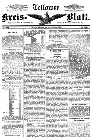 Teltower Kreisblatt vom 13.12.1892