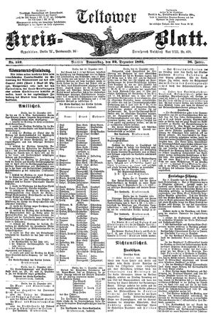 Teltower Kreisblatt vom 22.12.1892