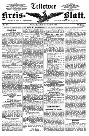 Teltower Kreisblatt vom 15.04.1893