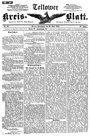 Teltower Kreisblatt on Apr 22, 1893