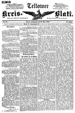 Teltower Kreisblatt vom 22.04.1893