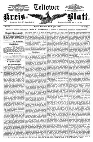 Teltower Kreisblatt on Jun 3, 1893