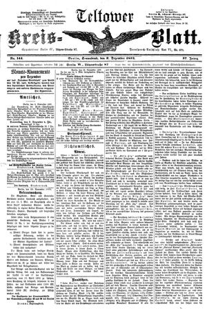 Teltower Kreisblatt vom 02.12.1893