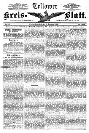 Teltower Kreisblatt vom 09.12.1893