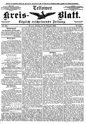 Teltower Kreisblatt vom 10.11.1896