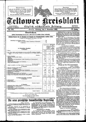 Teltower Kreisblatt vom 01.11.1932