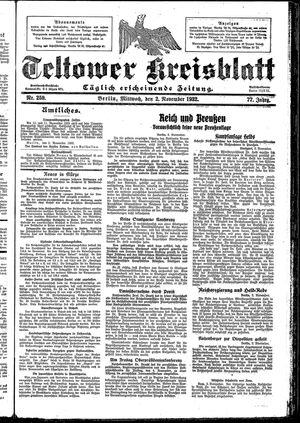 Teltower Kreisblatt vom 02.11.1932