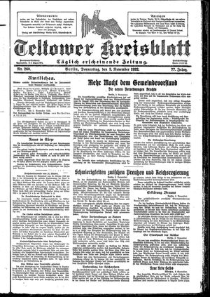 Teltower Kreisblatt vom 03.11.1932