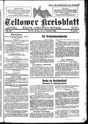 Teltower Kreisblatt vom 04.11.1932