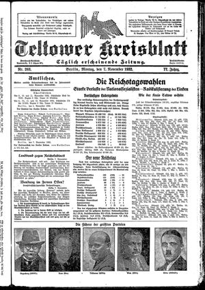 Teltower Kreisblatt vom 07.11.1932