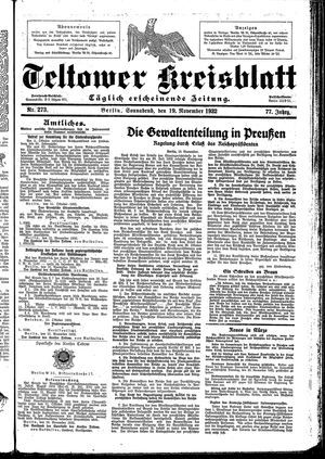 Teltower Kreisblatt vom 19.11.1932