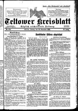 Teltower Kreisblatt vom 25.11.1932