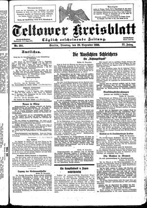 Teltower Kreisblatt vom 29.11.1932
