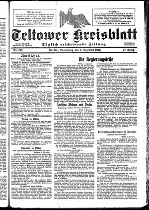 Teltower Kreisblatt vom 01.12.1932