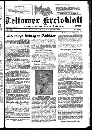 Teltower Kreisblatt vom 03.12.1932