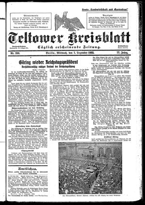 Teltower Kreisblatt vom 07.12.1932
