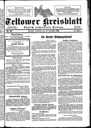 Teltower Kreisblatt vom 13.12.1932