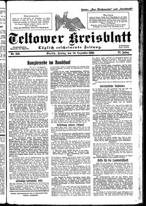 Teltower Kreisblatt vom 16.12.1932
