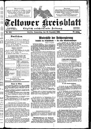 Teltower Kreisblatt vom 22.12.1932