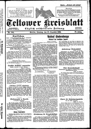 Teltower Kreisblatt vom 27.12.1932