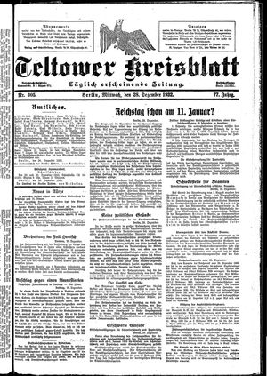 Teltower Kreisblatt vom 28.12.1932