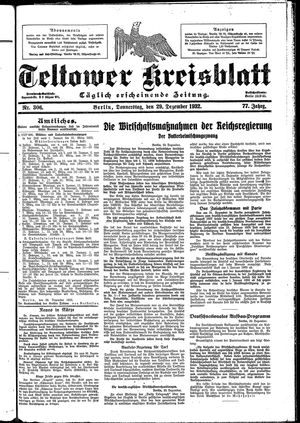 Teltower Kreisblatt vom 29.12.1932