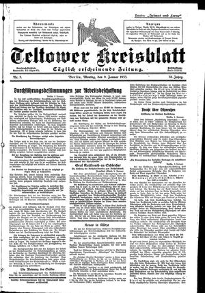 Teltower Kreisblatt vom 09.01.1933