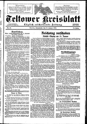 Teltower Kreisblatt vom 21.01.1933