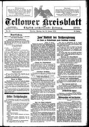 Teltower Kreisblatt vom 30.01.1933