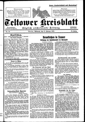 Teltower Kreisblatt vom 15.02.1933