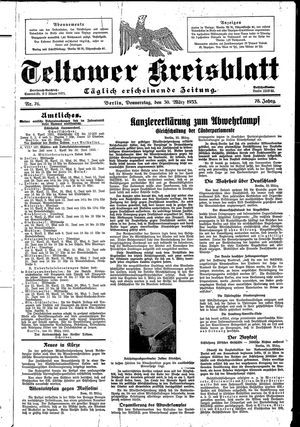 Teltower Kreisblatt on Mar 30, 1933