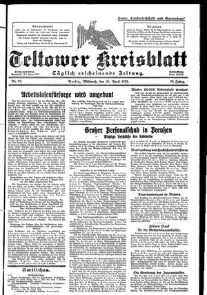 Teltower Kreisblatt vom 26.04.1933
