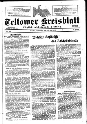 Teltower Kreisblatt vom 24.06.1933