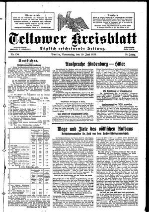 Teltower Kreisblatt on Jun 29, 1933
