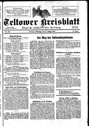Teltower Kreisblatt vom 15.08.1933