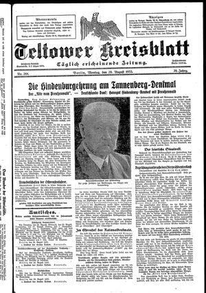 Teltower Kreisblatt vom 28.08.1933